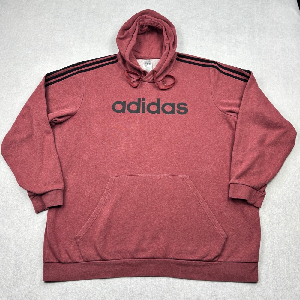 Adidas Essentials 3 Stripes Hoodie Mens 3XLT Big Tall Heather Red Pullover